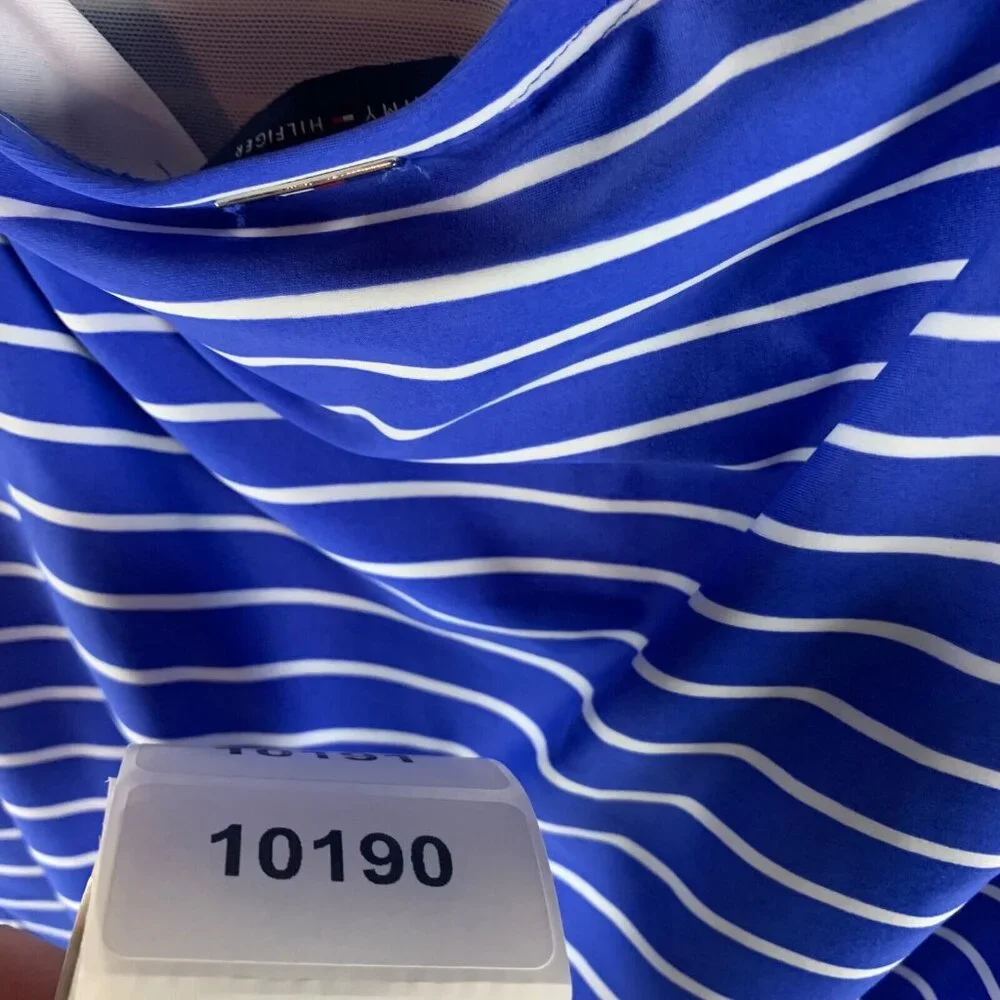 Tommy Hilfiger Women's Blue‎ Striped Halter Tie One Piece Swimsuit Size 14 NWT